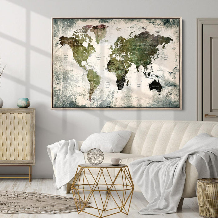World Map Canvas PRINT, World Map Canvas Art
