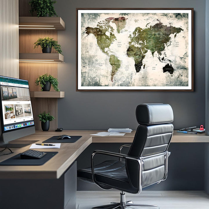 World Map Canvas PRINT, World Map Canvas Art
