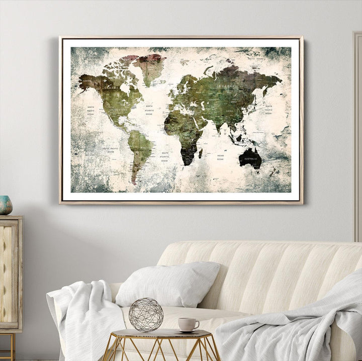 14328-MGV-CV-36X24-World Map Canvas PRINT, World Map Canvas Art