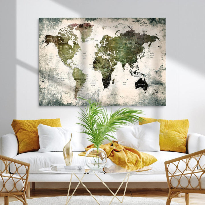 World Map Canvas PRINT, World Map Canvas Art