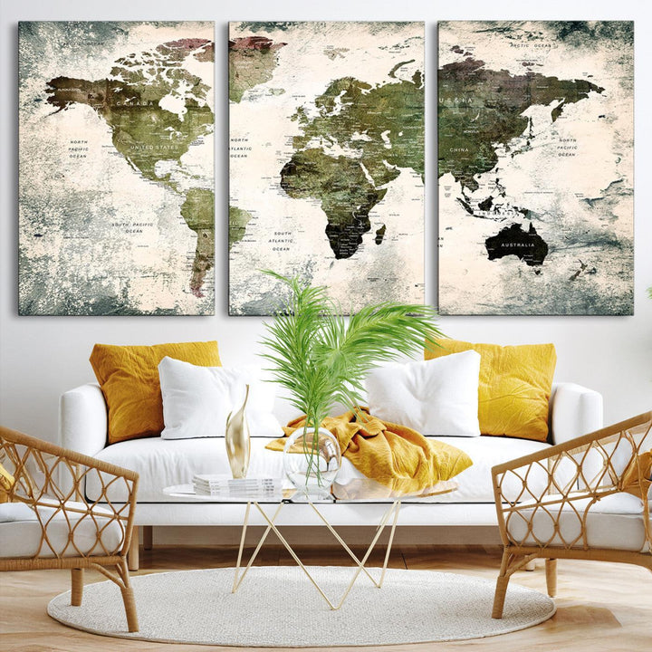 14328-MGV-CV-36X24-World Map Canvas PRINT, World Map Canvas Art
