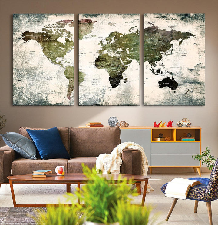 14328-MGV-CV-36X24-World Map Canvas PRINT, World Map Canvas Art