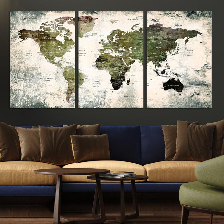 14328-MGV-CV-36X24-World Map Canvas PRINT, World Map Canvas Art