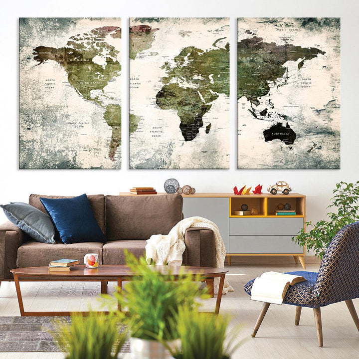 14328-MGV-CV-36X24-World Map Canvas PRINT, World Map Canvas Art