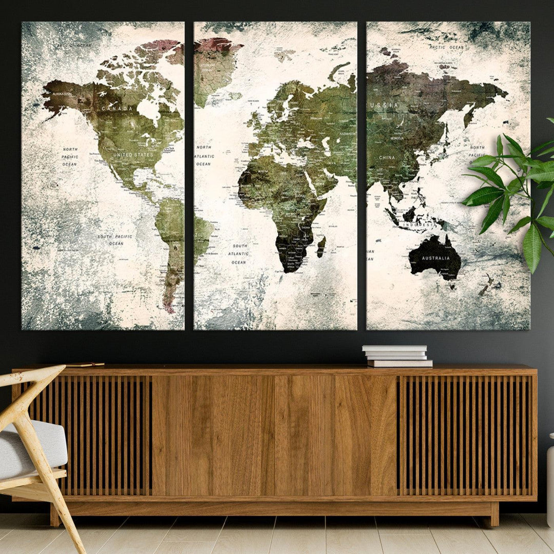 14328-MGV-CV-36X24-World Map Canvas PRINT, World Map Canvas Art