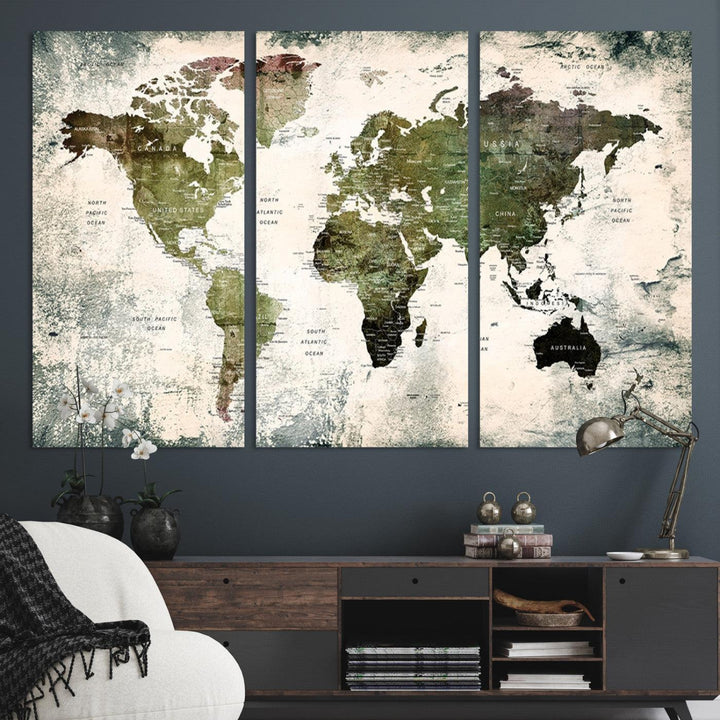 14328-MGV-CV-36X24-World Map Canvas PRINT, World Map Canvas Art