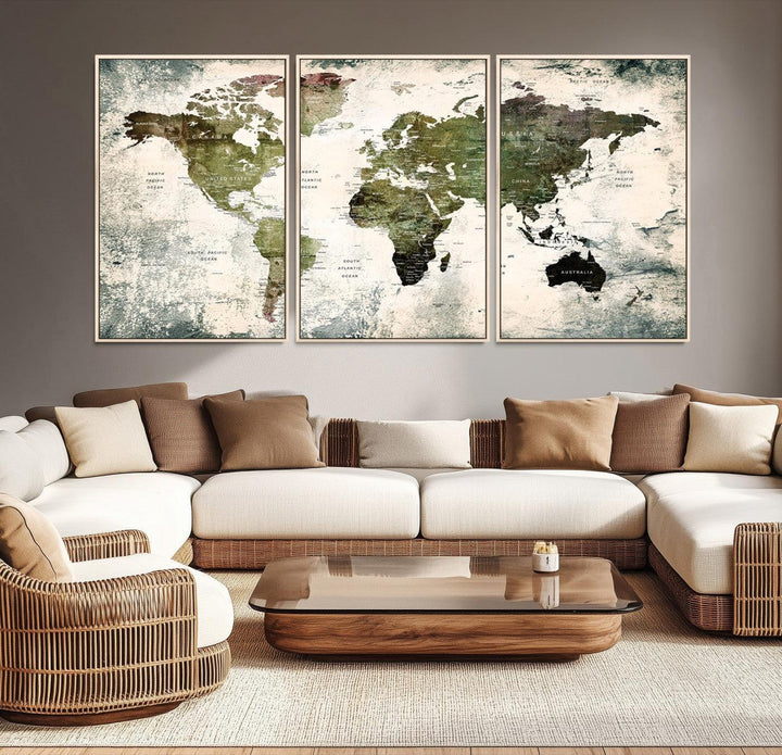 14328-MGV-CV-36X24-World Map Canvas PRINT, World Map Canvas Art