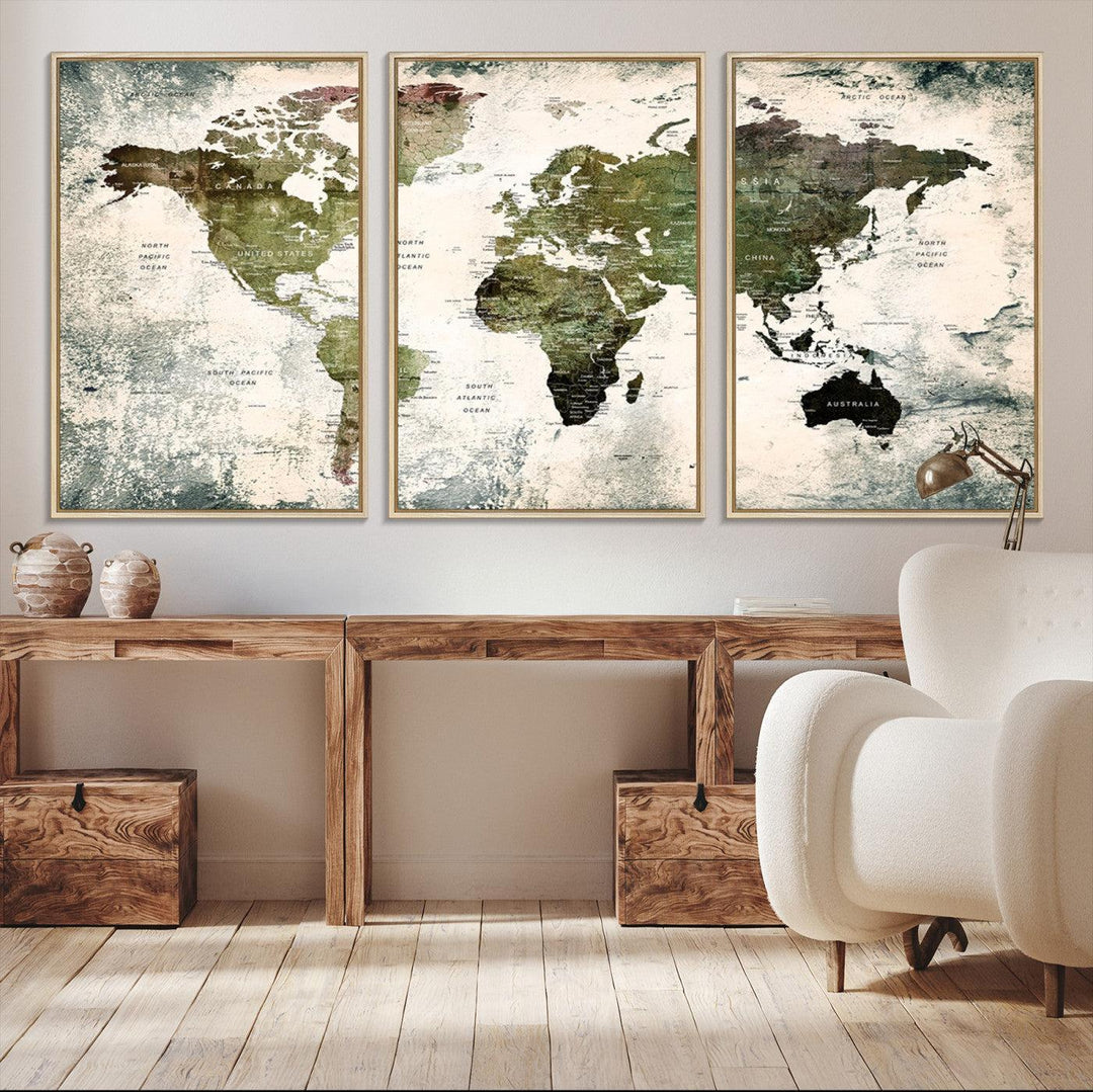14328-MGV-CV-36X24-World Map Canvas PRINT, World Map Canvas Art