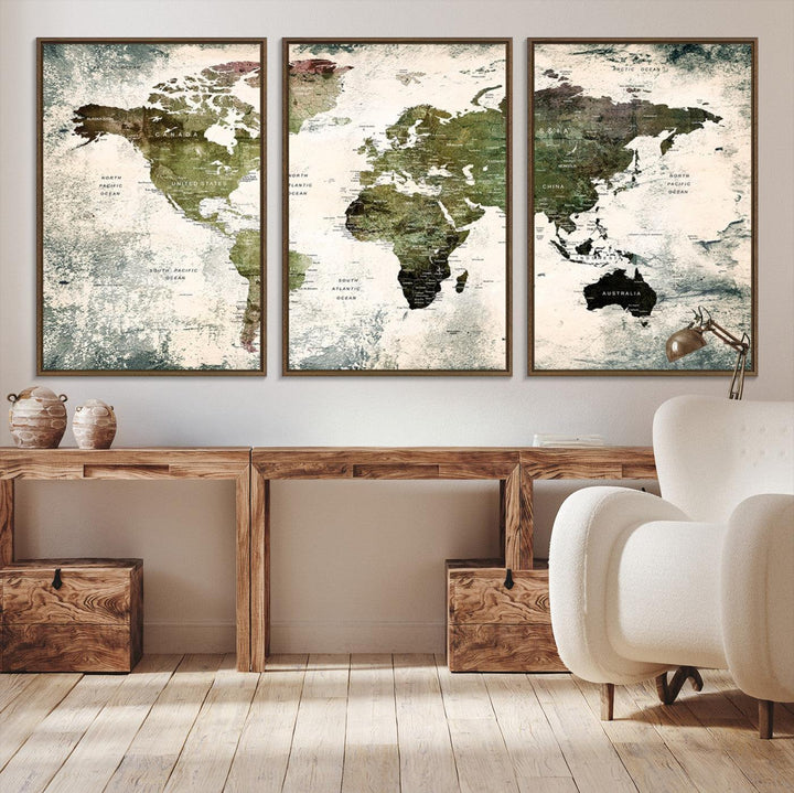14328-MGV-CV-36X24-World Map Canvas PRINT, World Map Canvas Art