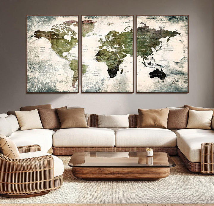 14328-MGV-CV-36X24-World Map Canvas PRINT, World Map Canvas Art