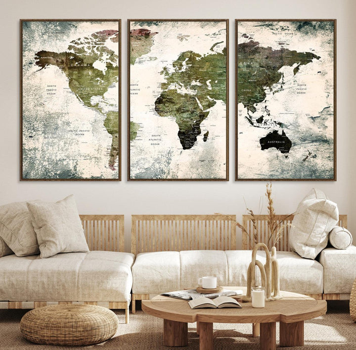 14328-MGV-CV-36X24-World Map Canvas PRINT, World Map Canvas Art