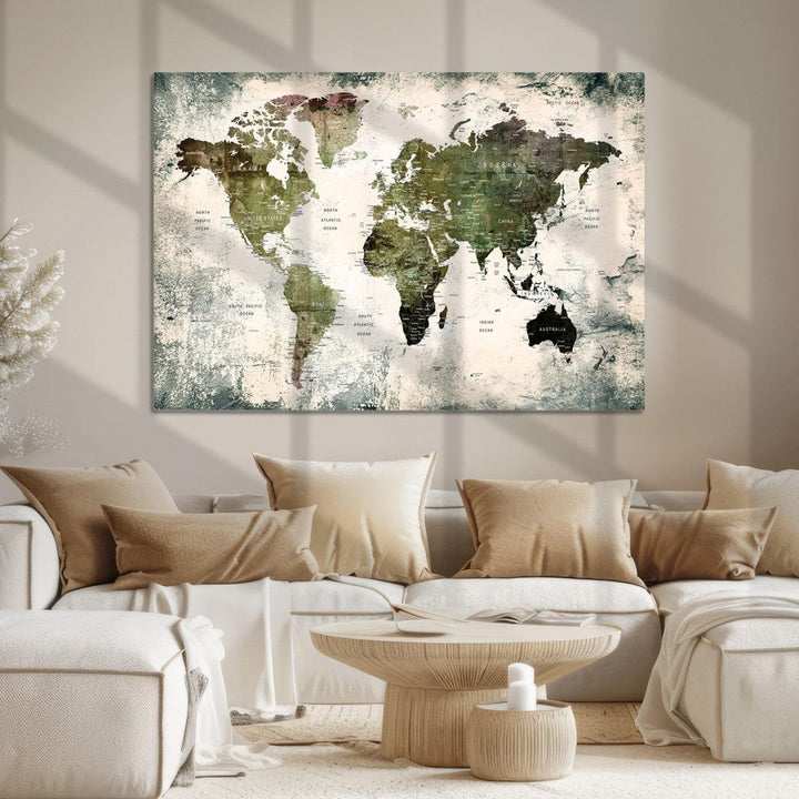 World Map Canvas PRINT, World Map Canvas Art