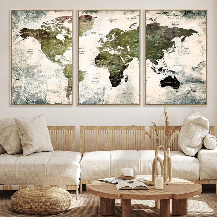 14328-MGV-CV-36X24-World Map Canvas PRINT, World Map Canvas Art