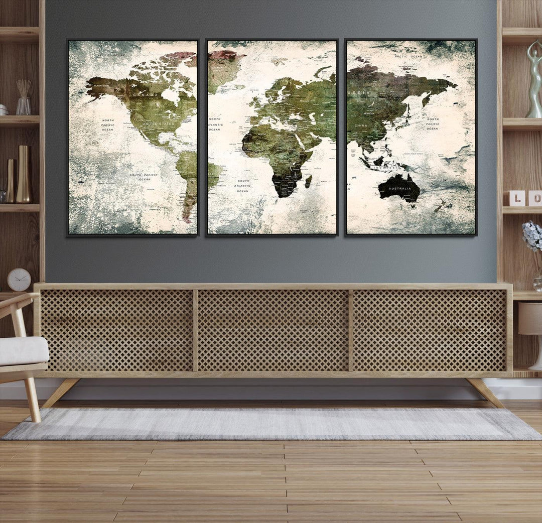 14328-MGV-CV-36X24-World Map Canvas PRINT, World Map Canvas Art