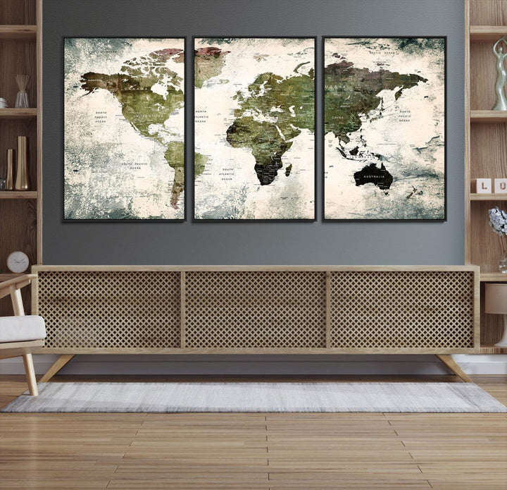14328-MGV-CV-36X24-World Map Canvas PRINT, World Map Canvas Art