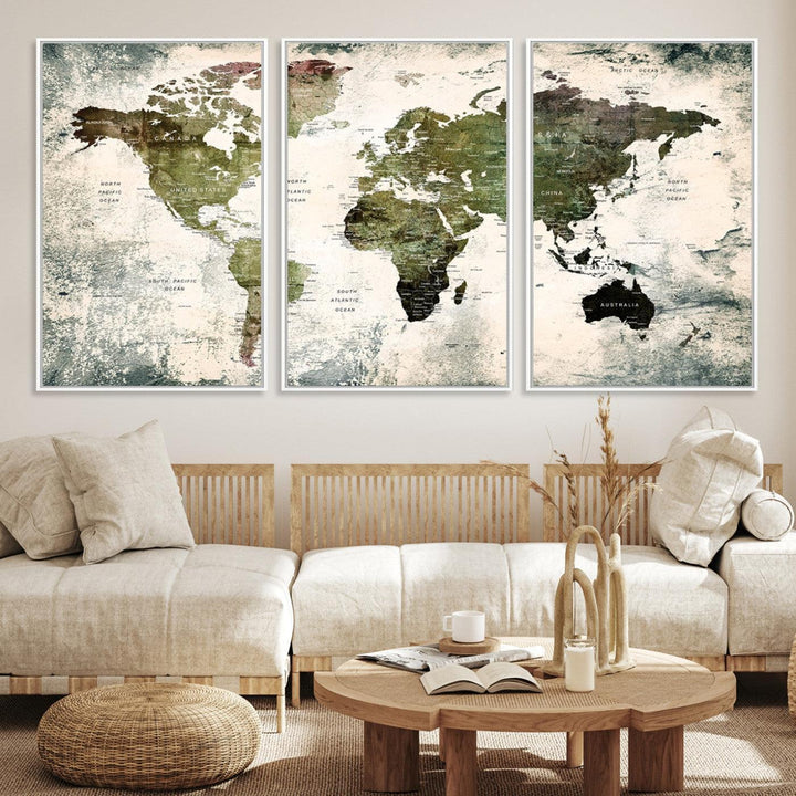 14328-MGV-CV-36X24-World Map Canvas PRINT, World Map Canvas Art