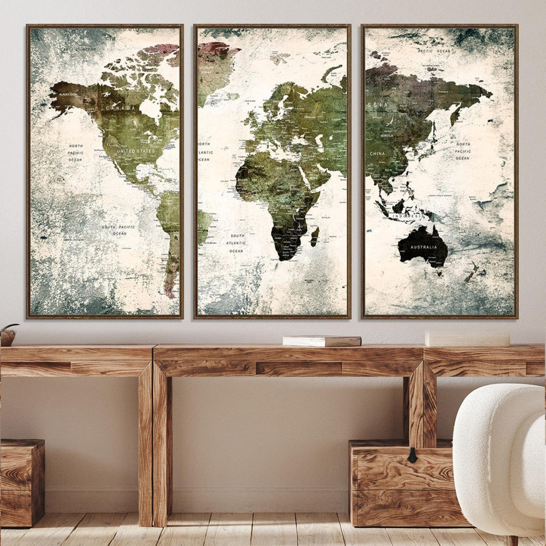 14328-MGV-CV-36X24-World Map Canvas PRINT, World Map Canvas Art