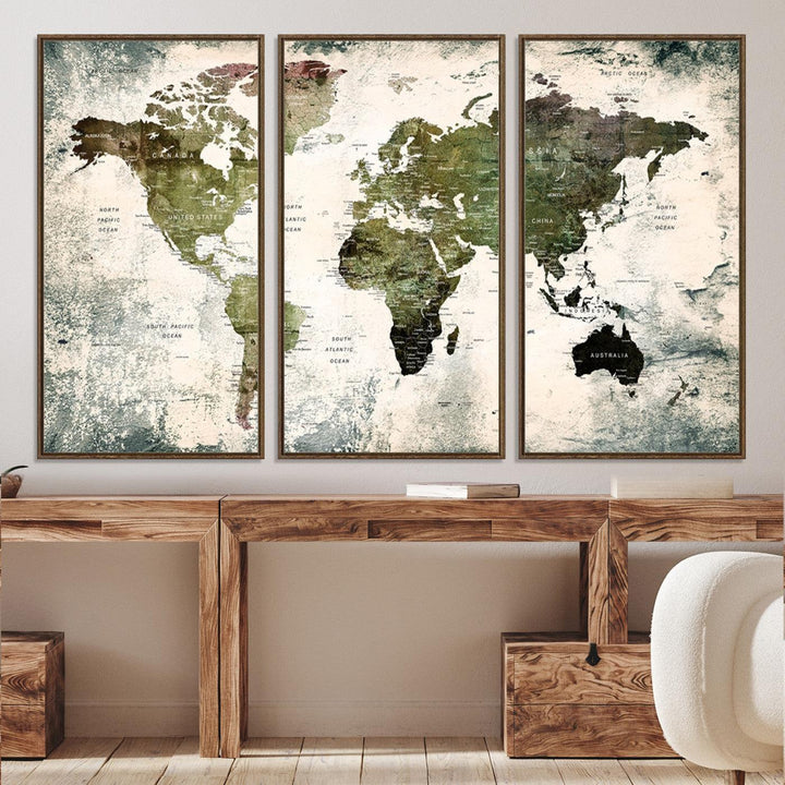 14328-MGV-CV-36X24-World Map Canvas PRINT, World Map Canvas Art