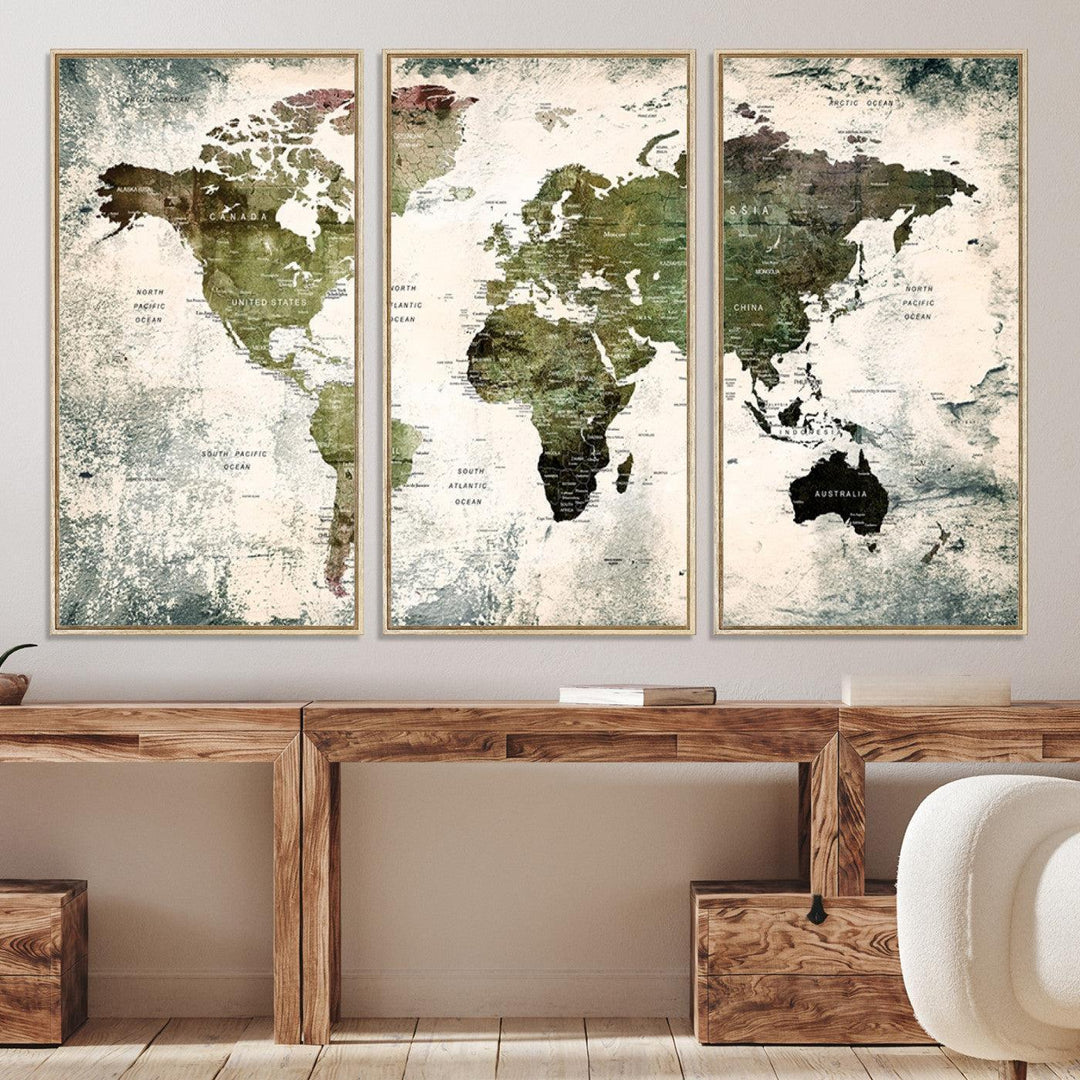 14328-MGV-CV-36X24-World Map Canvas PRINT, World Map Canvas Art