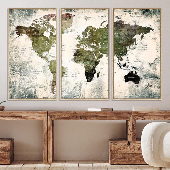 14328-MGV-CV-36X24-World Map Canvas PRINT, World Map Canvas Art