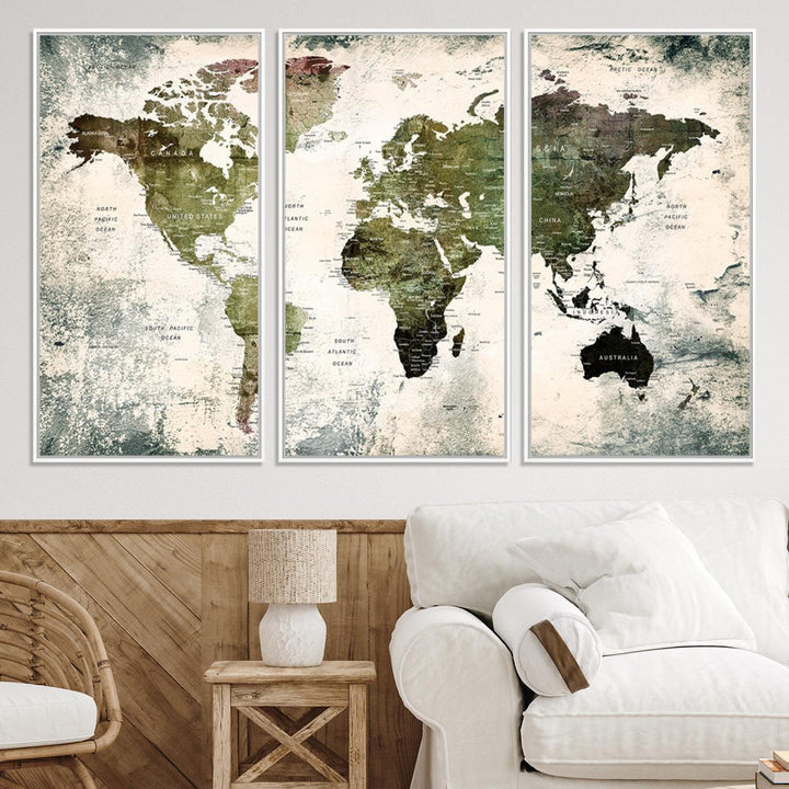 14328-MGV-CV-36X24-World Map Canvas PRINT, World Map Canvas Art