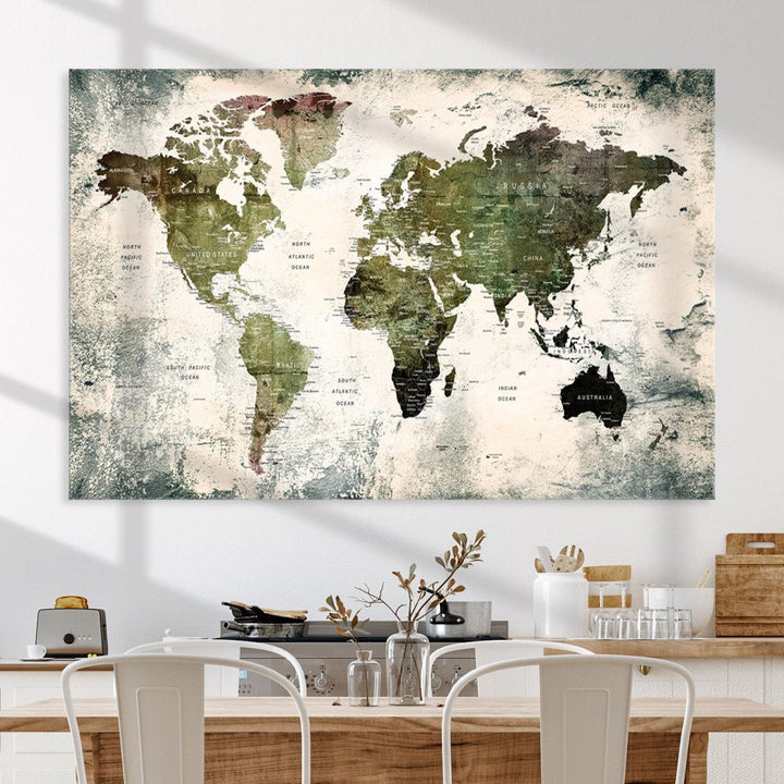 World Map Canvas PRINT, World Map Canvas Art