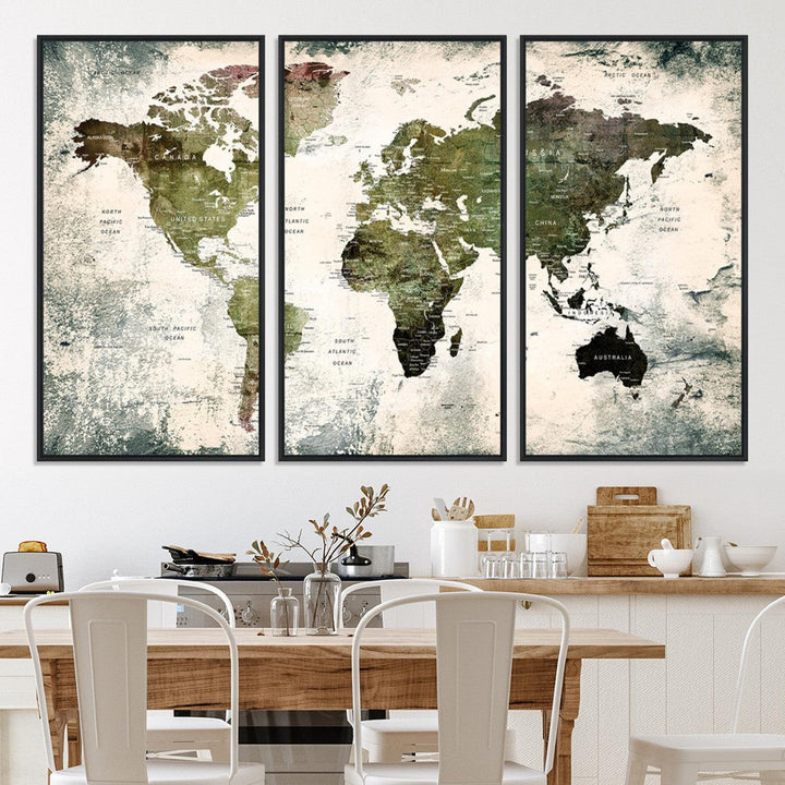 14328-MGV-CV-36X24-World Map Canvas PRINT, World Map Canvas Art