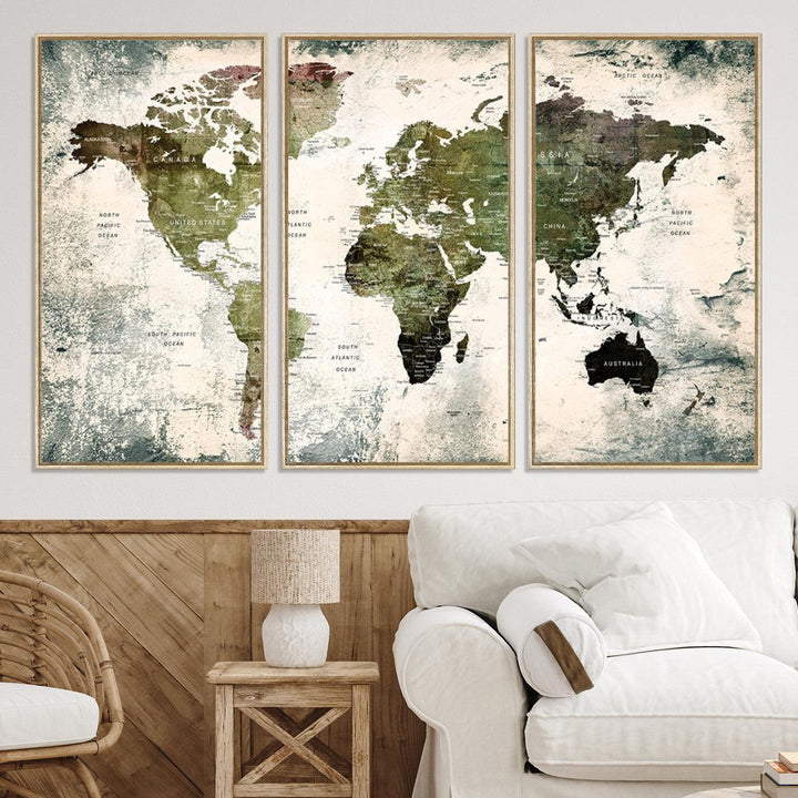 14328-MGV-CV-36X24-World Map Canvas PRINT, World Map Canvas Art