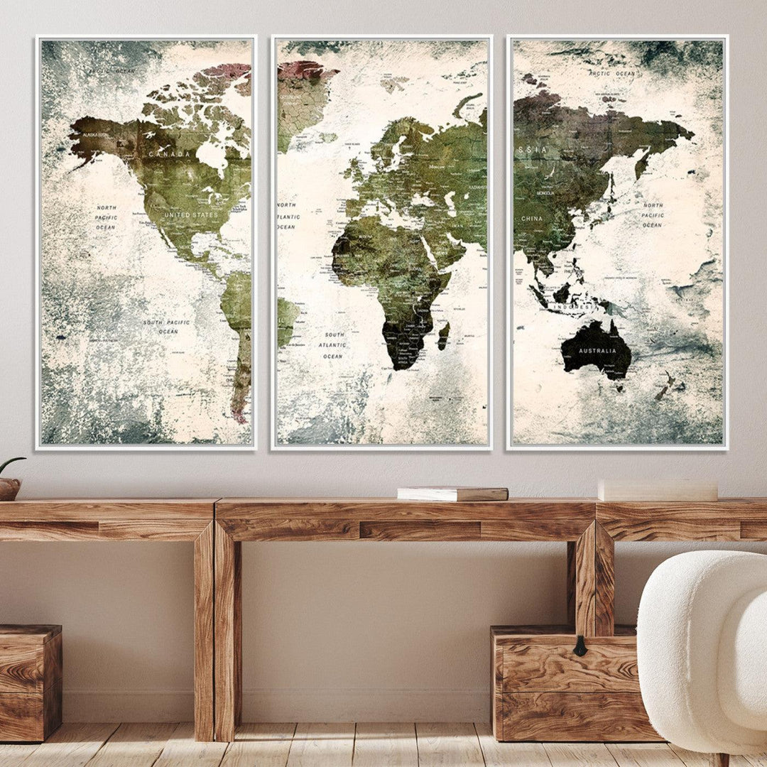 14328-MGV-CV-36X24-World Map Canvas PRINT, World Map Canvas Art