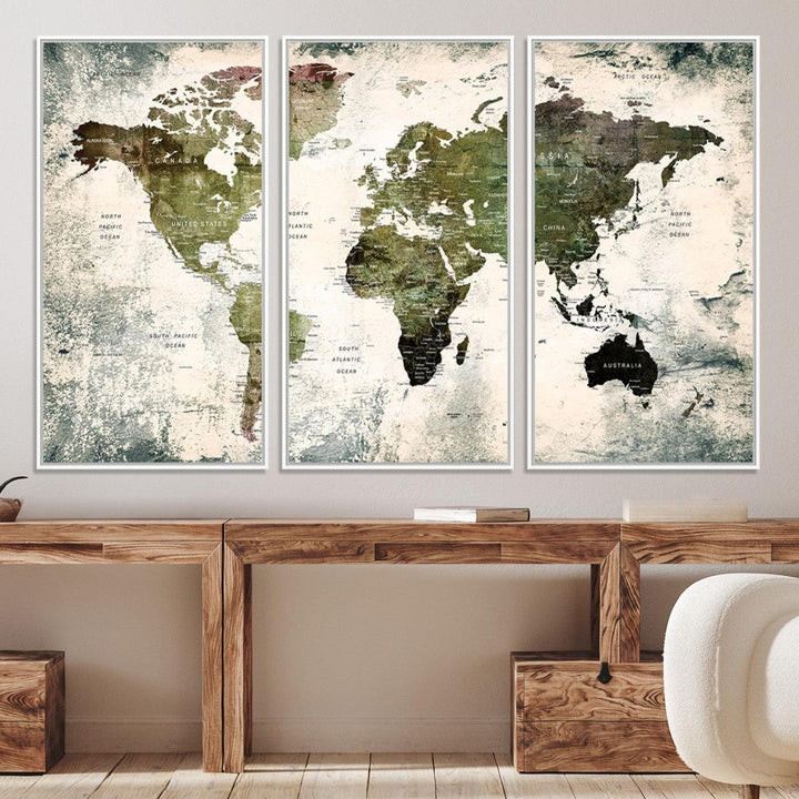 14328-MGV-CV-36X24-World Map Canvas PRINT, World Map Canvas Art