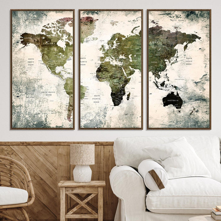 14328-MGV-CV-36X24-World Map Canvas PRINT, World Map Canvas Art