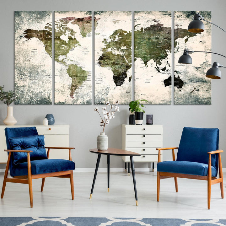 14328-MGV-CV-36X24-World Map Canvas PRINT, World Map Canvas Art