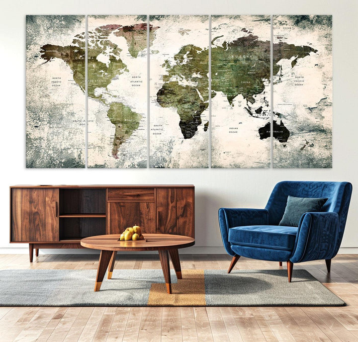 14328-MGV-CV-36X24-World Map Canvas PRINT, World Map Canvas Art