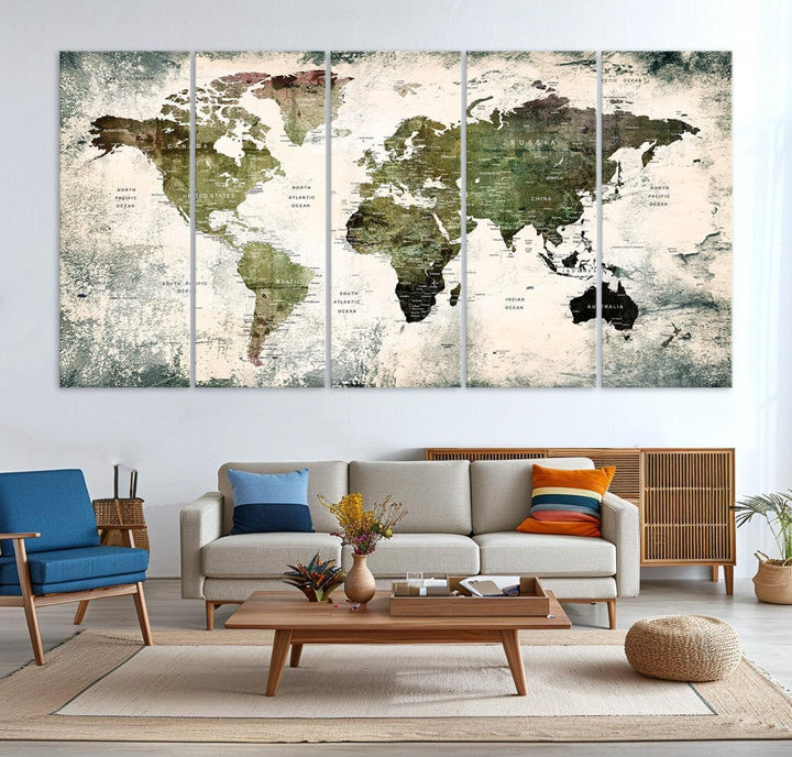 14328-MGV-CV-36X24-World Map Canvas PRINT, World Map Canvas Art