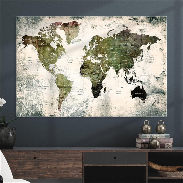 World Map Canvas PRINT, World Map Canvas Art
