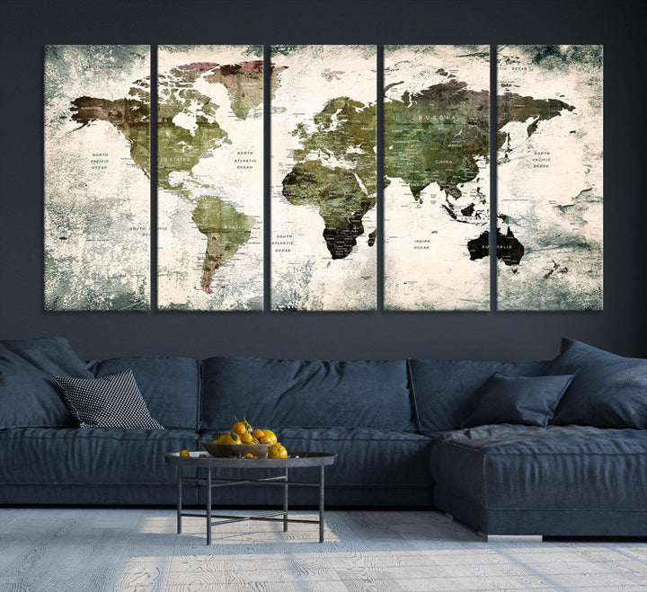 14328-MGV-CV-36X24-World Map Canvas PRINT, World Map Canvas Art