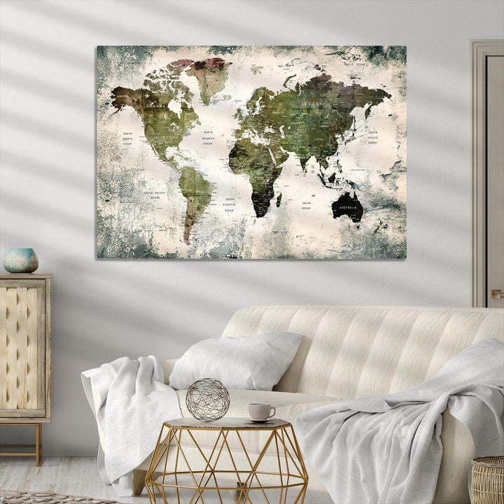 World Map Canvas PRINT, World Map Canvas Art