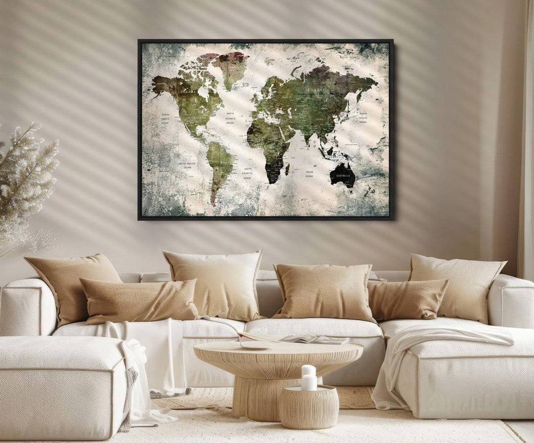 World Map Canvas PRINT, World Map Canvas Art