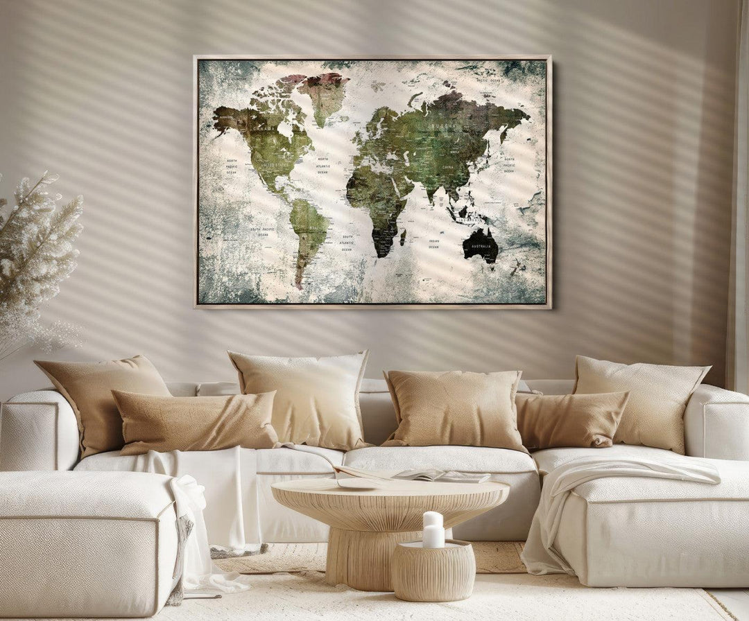 World Map Canvas PRINT, World Map Canvas Art