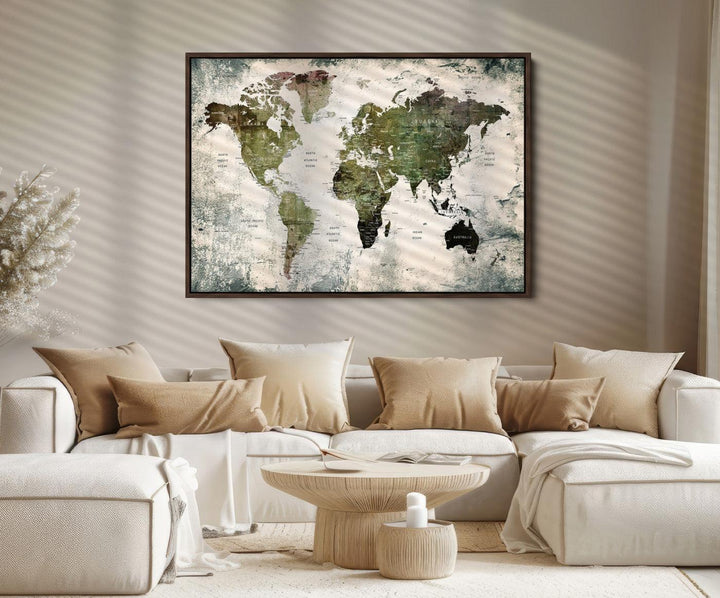 World Map Canvas PRINT, World Map Canvas Art