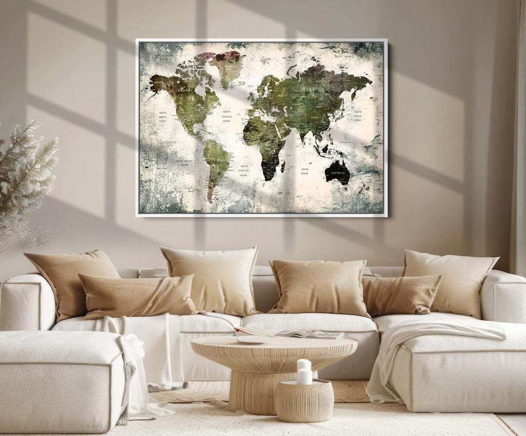 World Map Canvas PRINT, World Map Canvas Art