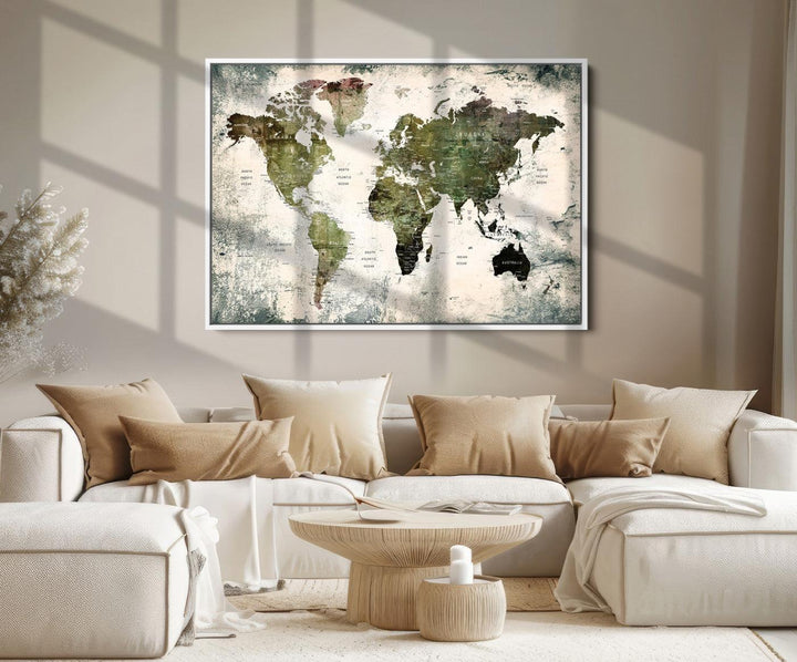 World Map Canvas PRINT, World Map Canvas Art