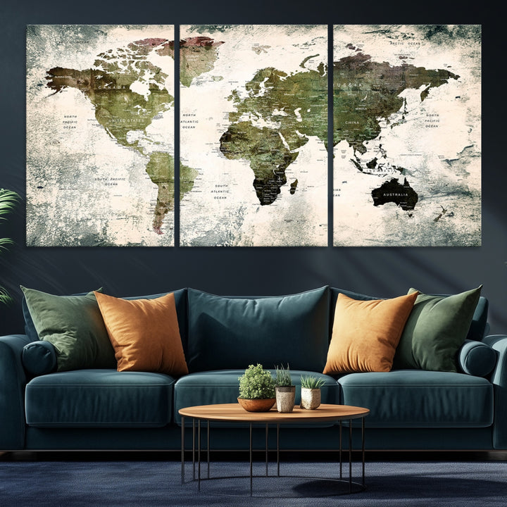 World Map Canvas PRINT, World Map Canvas Art