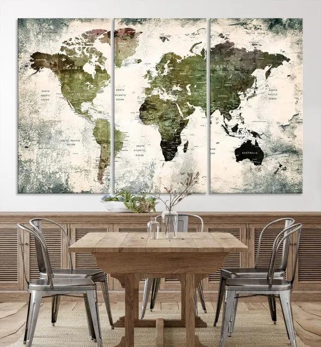 World Map PUSH Pin Canvas Print 