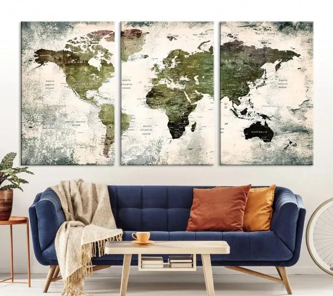 World Map PUSH Pin Canvas Print 