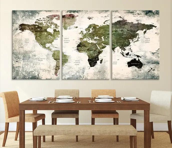 World Map PUSH Pin Canvas Print 