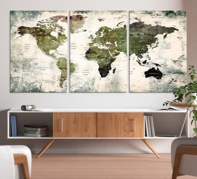 World Map PUSH Pin Canvas Print 