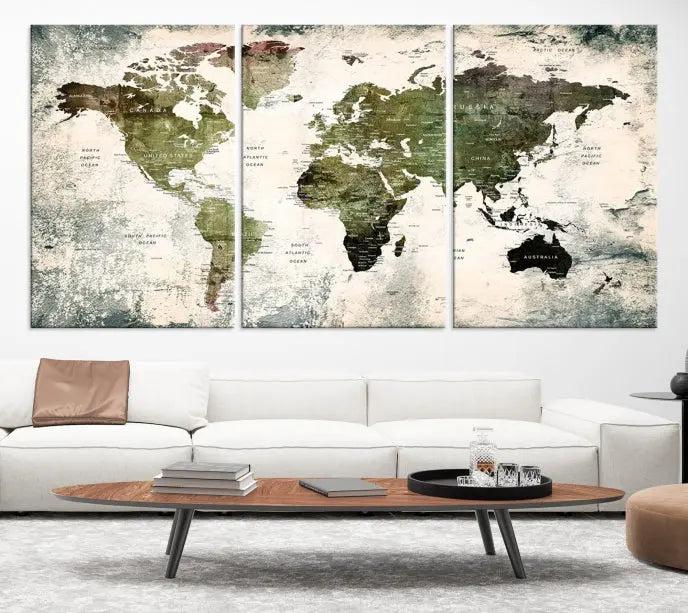 World Map PUSH Pin Canvas Print 