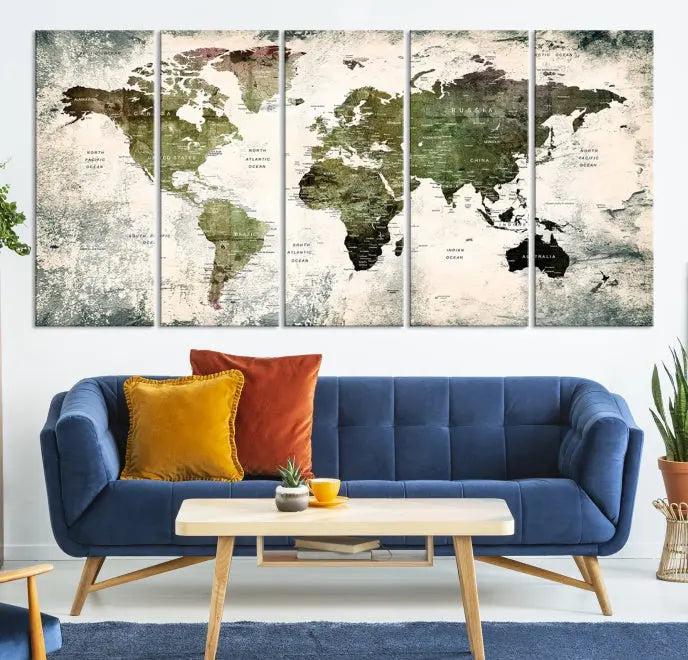 World Map PUSH Pin Canvas Print 