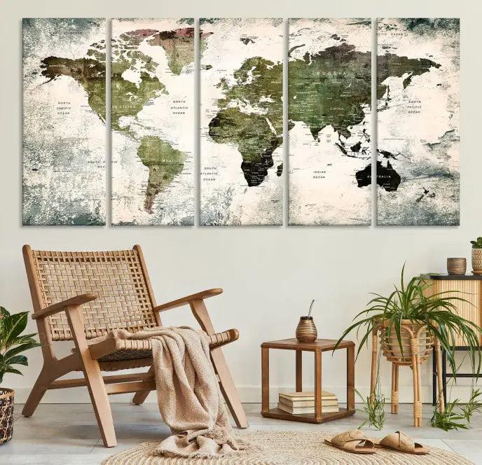 World Map PUSH Pin Canvas Print 